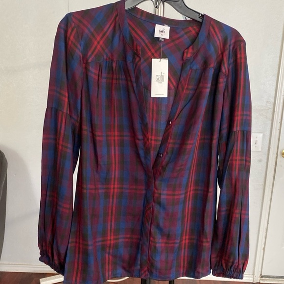 Cabi caroling red blue plaid button up shirt small style 4070 Size XS ( P- 18 ) - Picture 2 of 6